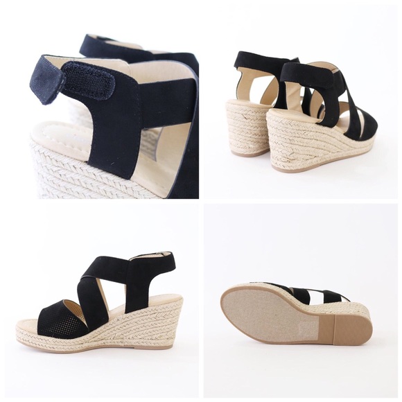 preview black perforated espadrille sandal - Picture 6 of 6